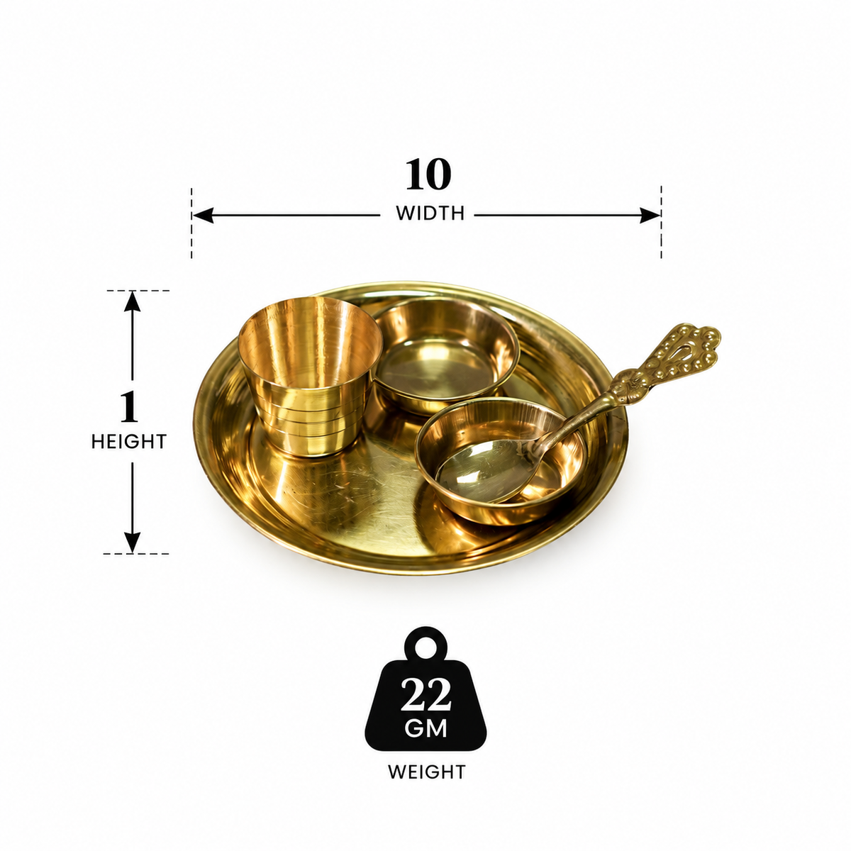 Brass Mini Pooja Thali Set 4 Inch