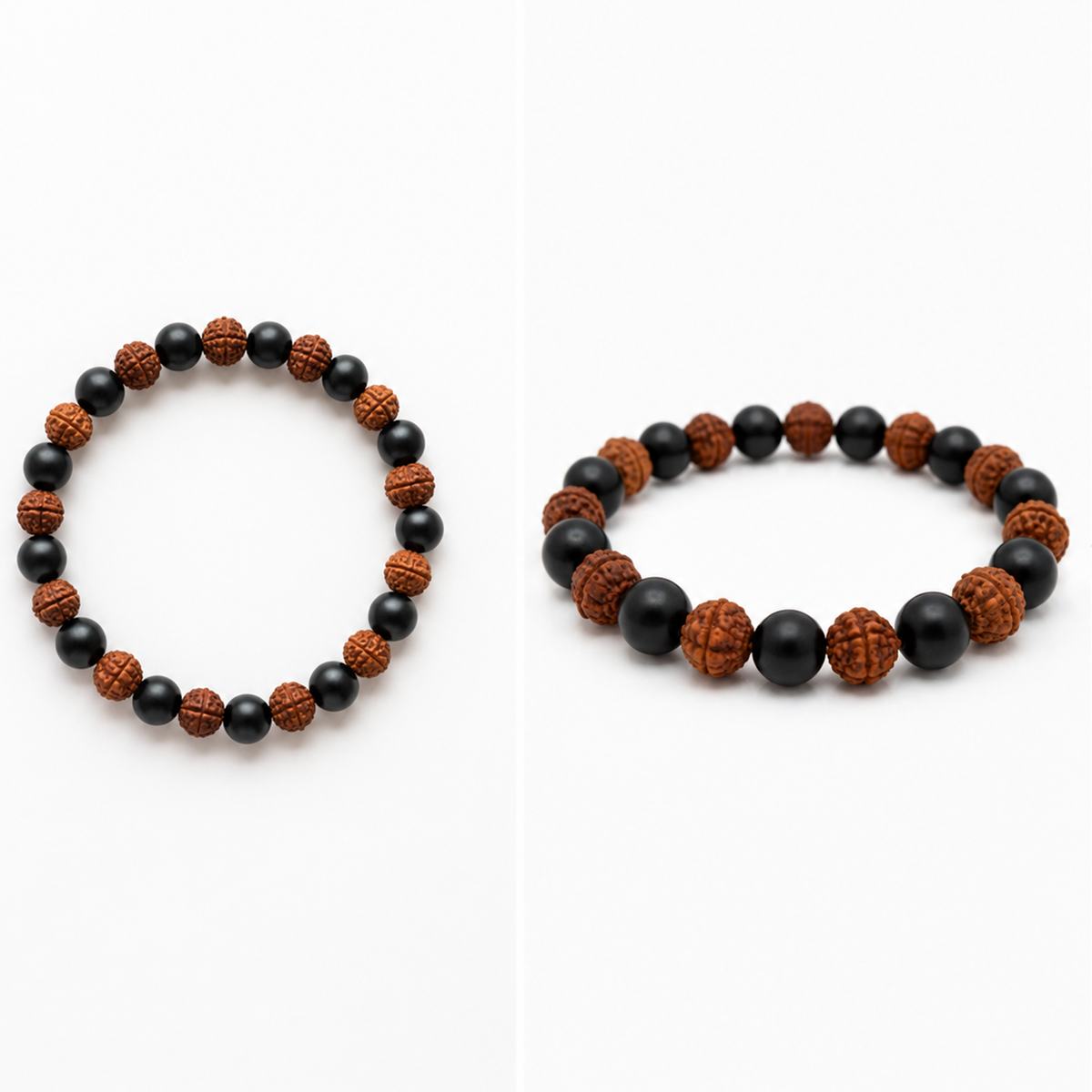 Natural Rudraksha with Karungali Wood Bracelet – 8 MM