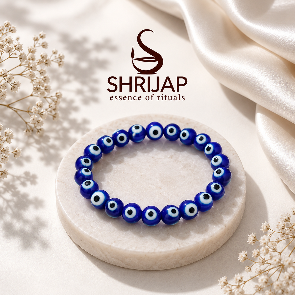 Natural Blue Evil Eye Bracelet 8 MM