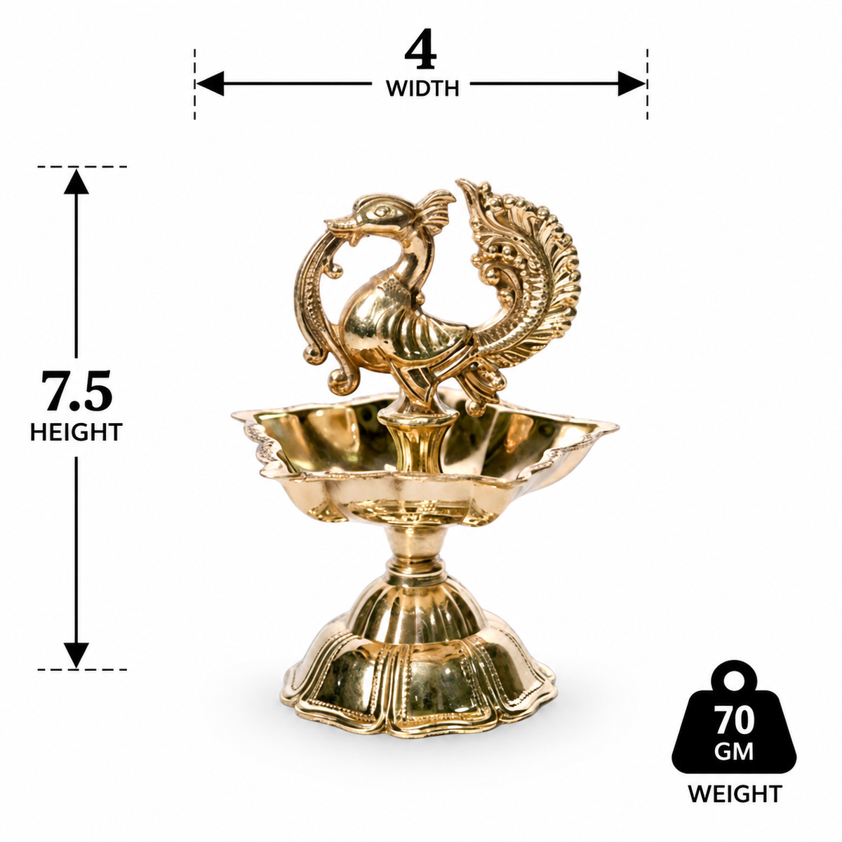Swan Diya With Lotus Base Size 2