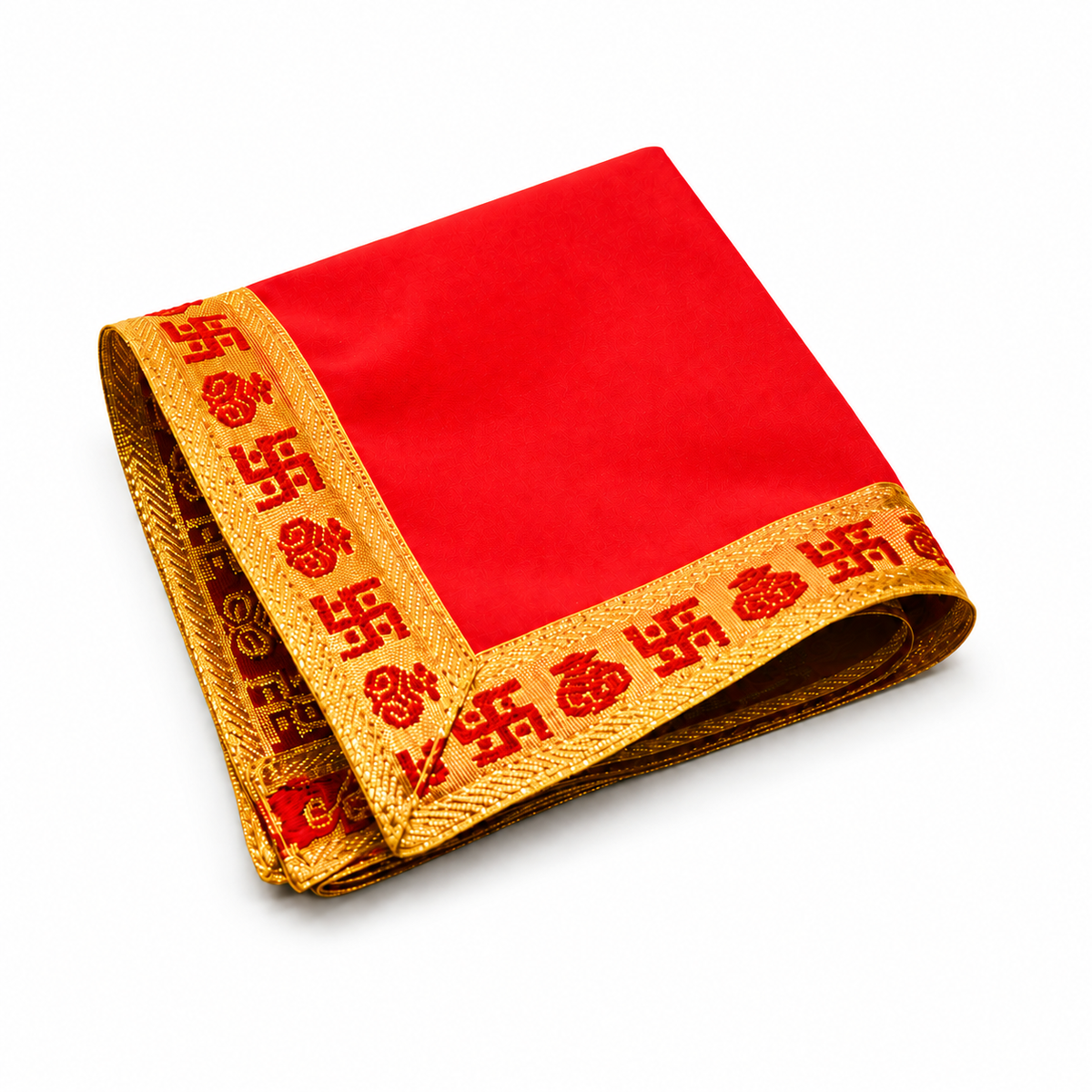 Red Velvet Puja Aasan with Golden Border – 12x12 Inch
