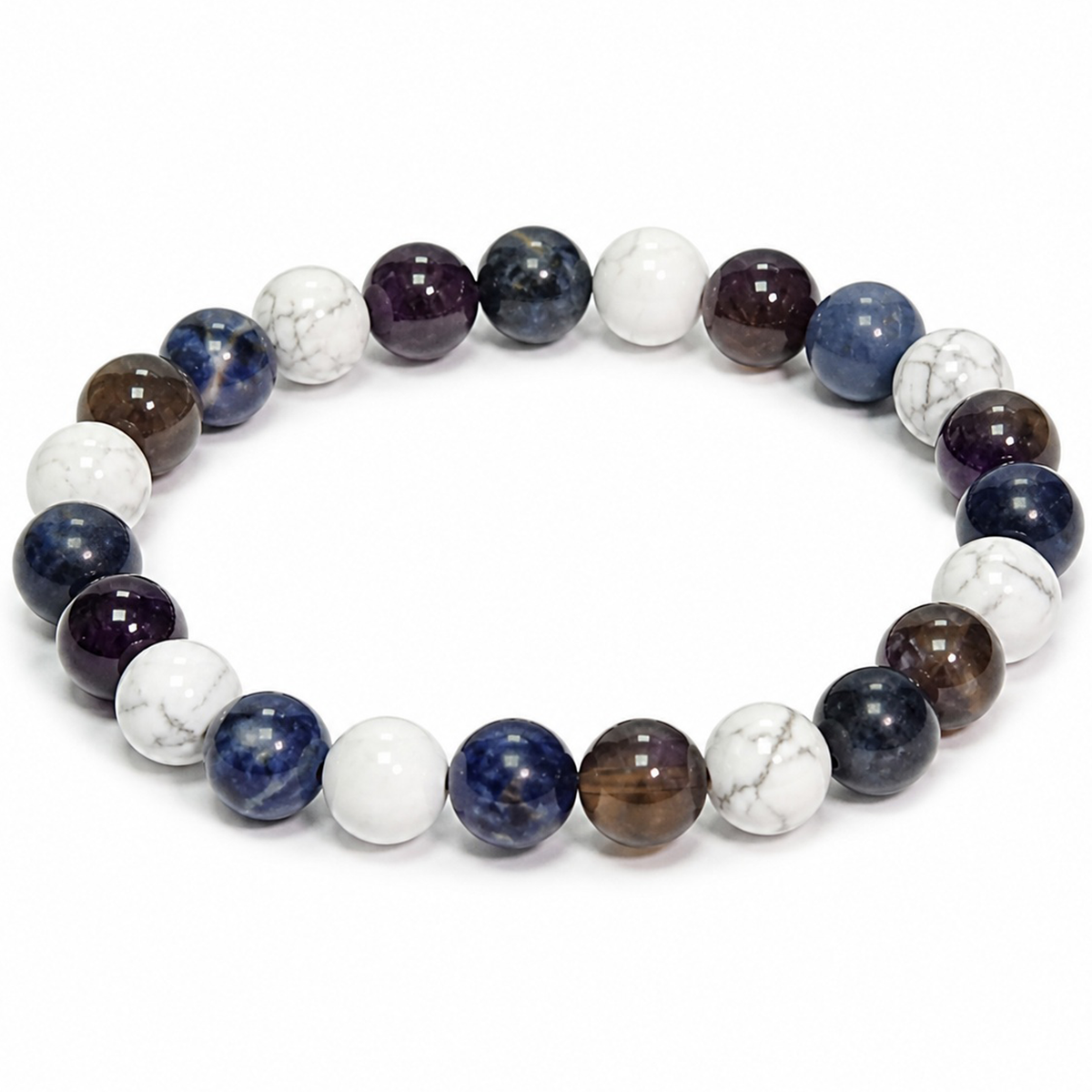 Multi Stone Round Bracelet – Howlite, Sodalite & Amethyst – 8 MM
