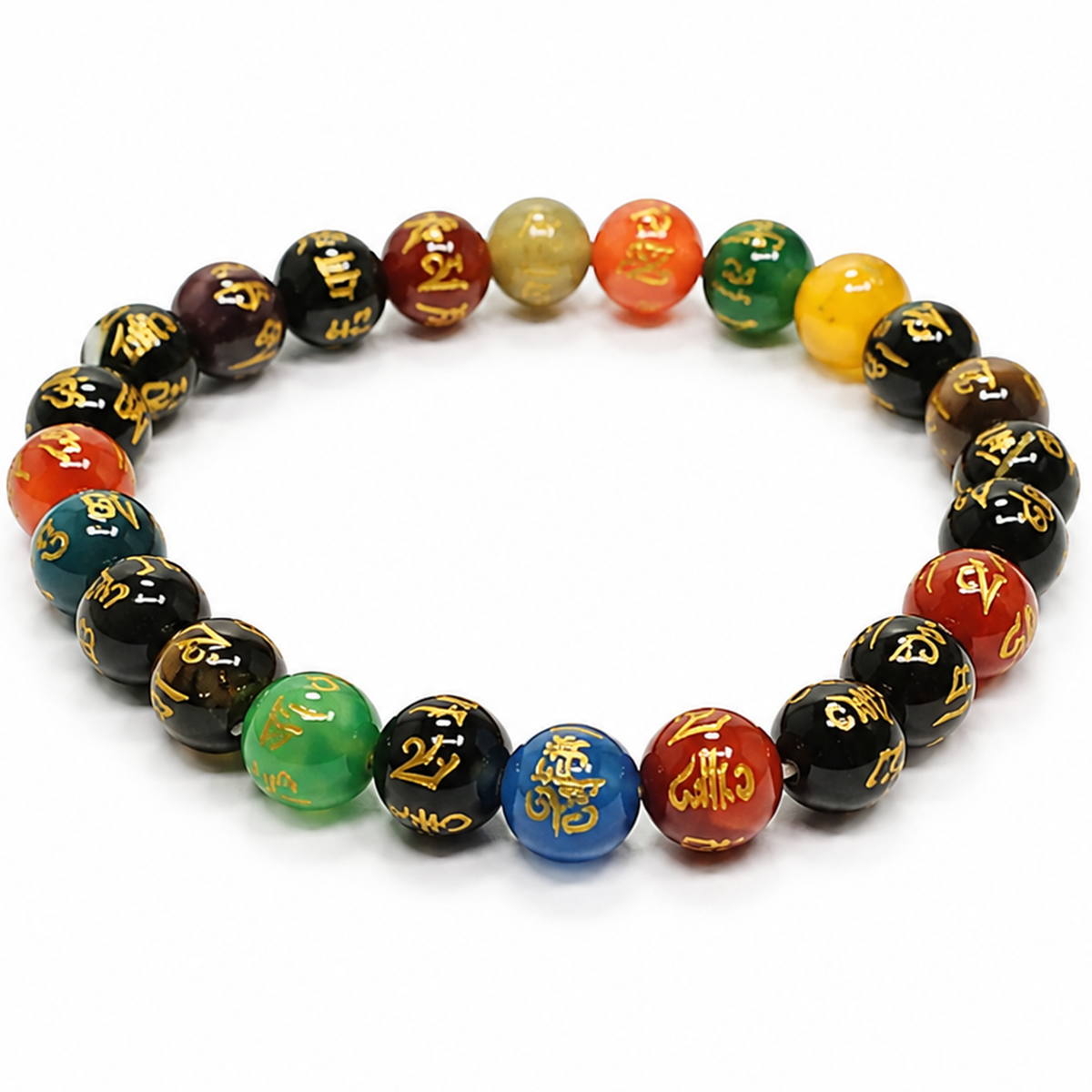 Natural Multi Colour Mantra Bracelet 8 MM