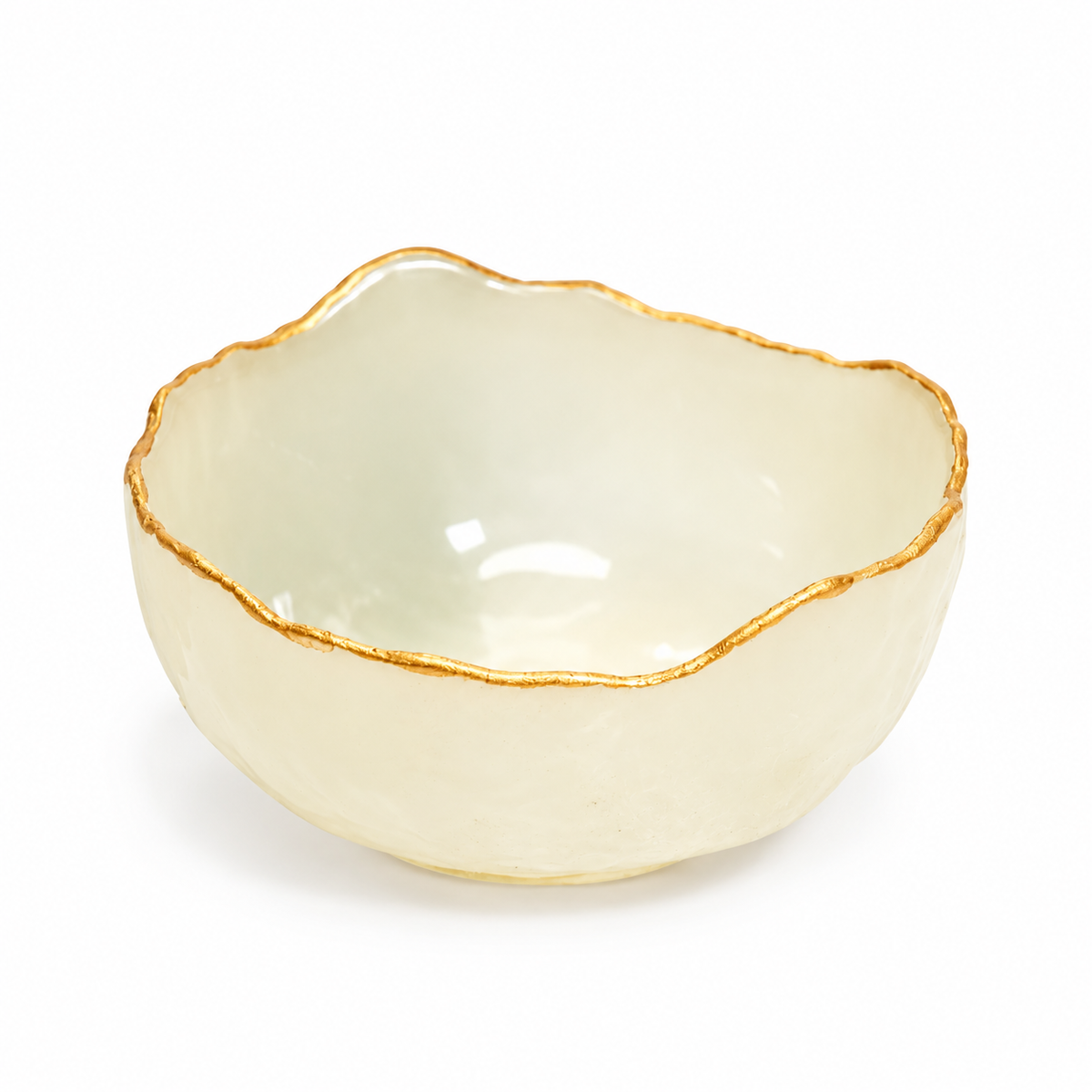 Selenite Bowl – Scalloped Gold Rim