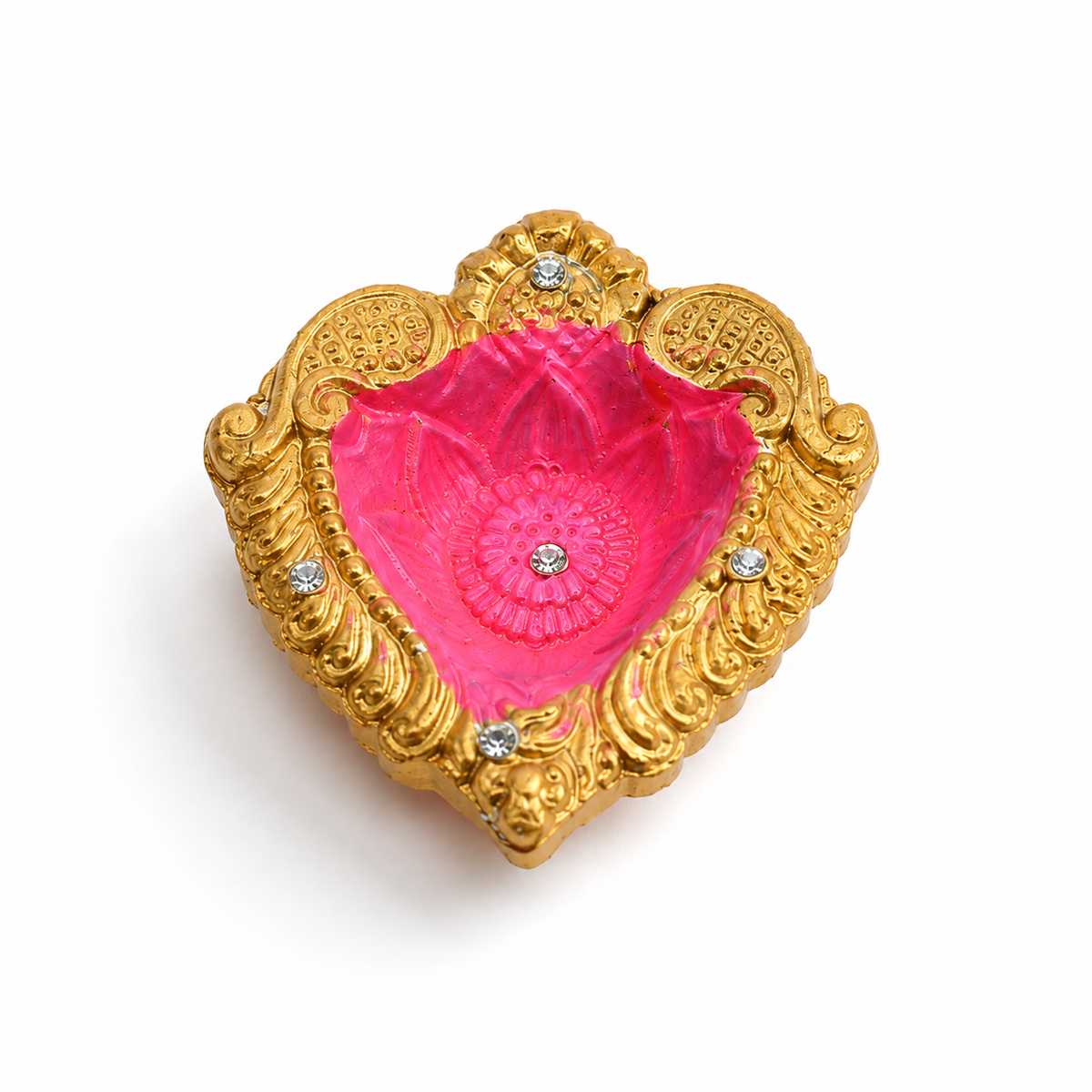 Handpainted Heart Shape Terracotta Diya – Royal