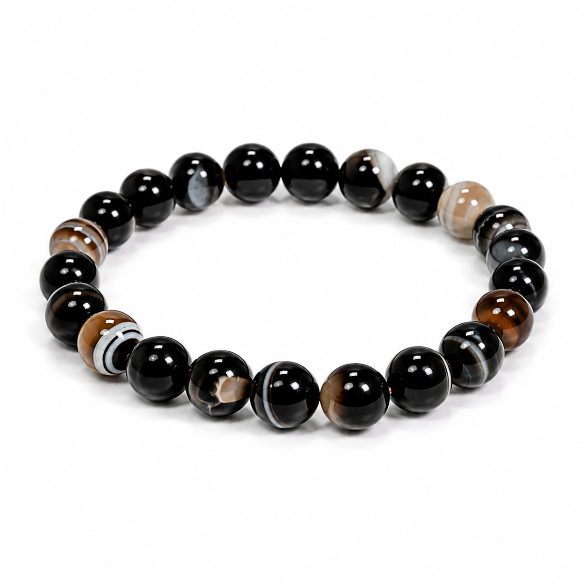 Natural Black Sardonyx Agate Bracelet – Sulemani Hakik – 8 MM