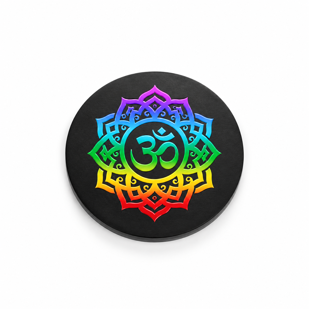 Black Tourmaline Chakra Plate – Om Mandala