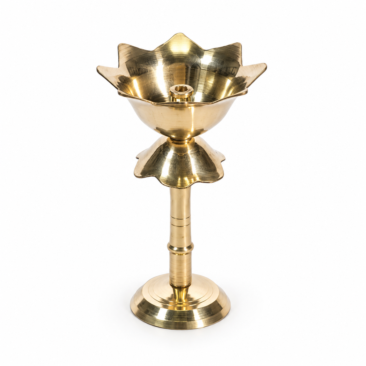 Brass Lotus Stand Diya 4 Inch