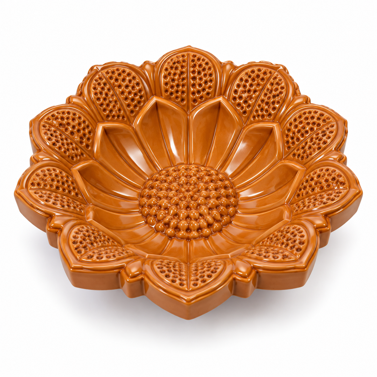 Sunflower Carved Terracotta Diya – Classic
