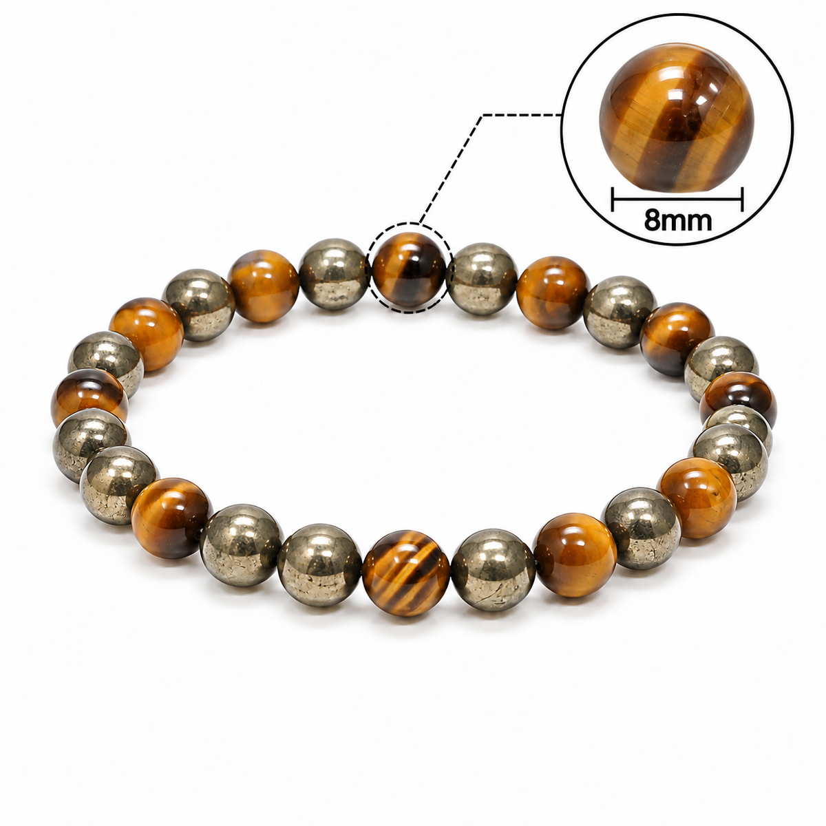 Tiger Eye & Pyramid Combination Bracelet – 8 MM