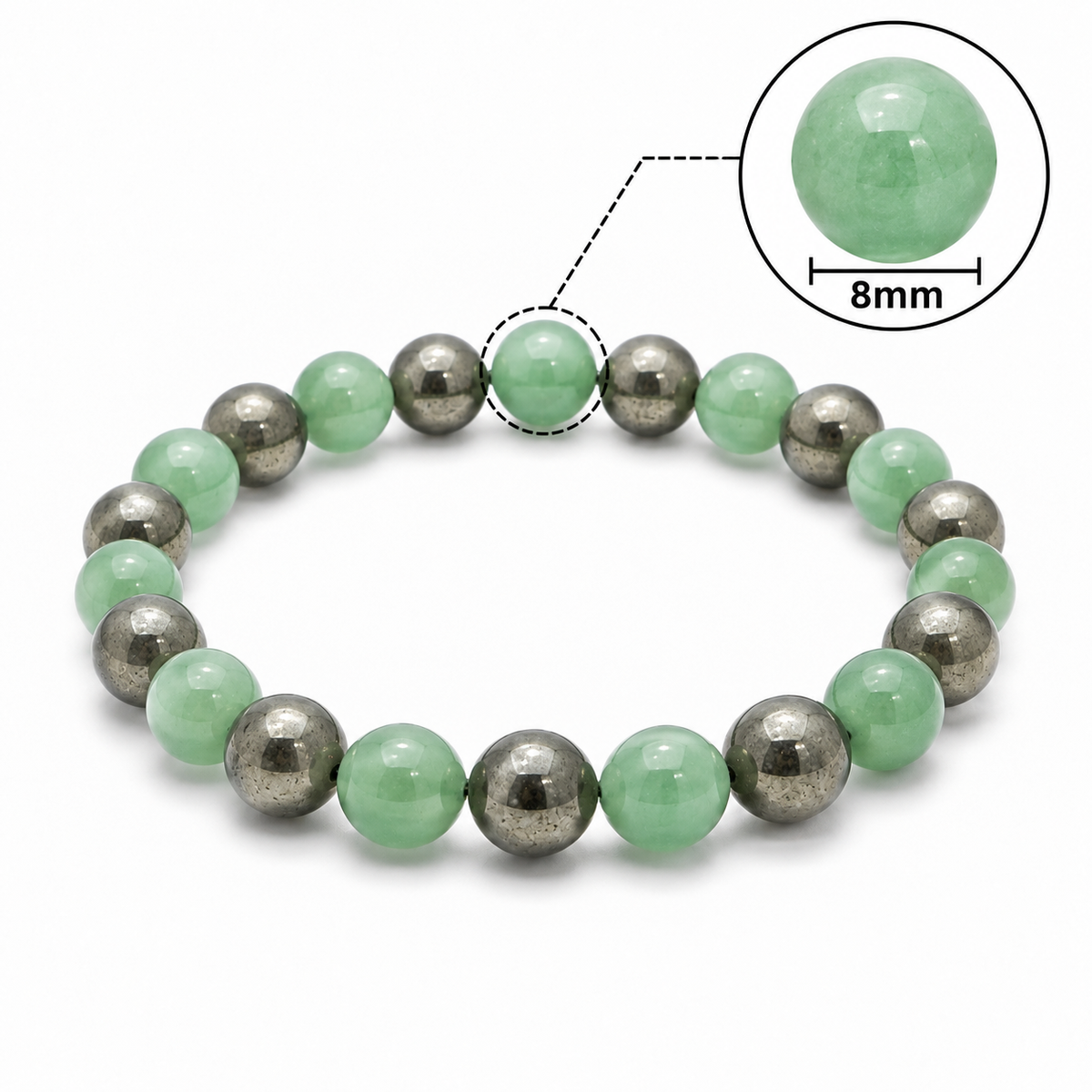 Green Aventurine & Pyrite Combination Bracelet – 8 MM