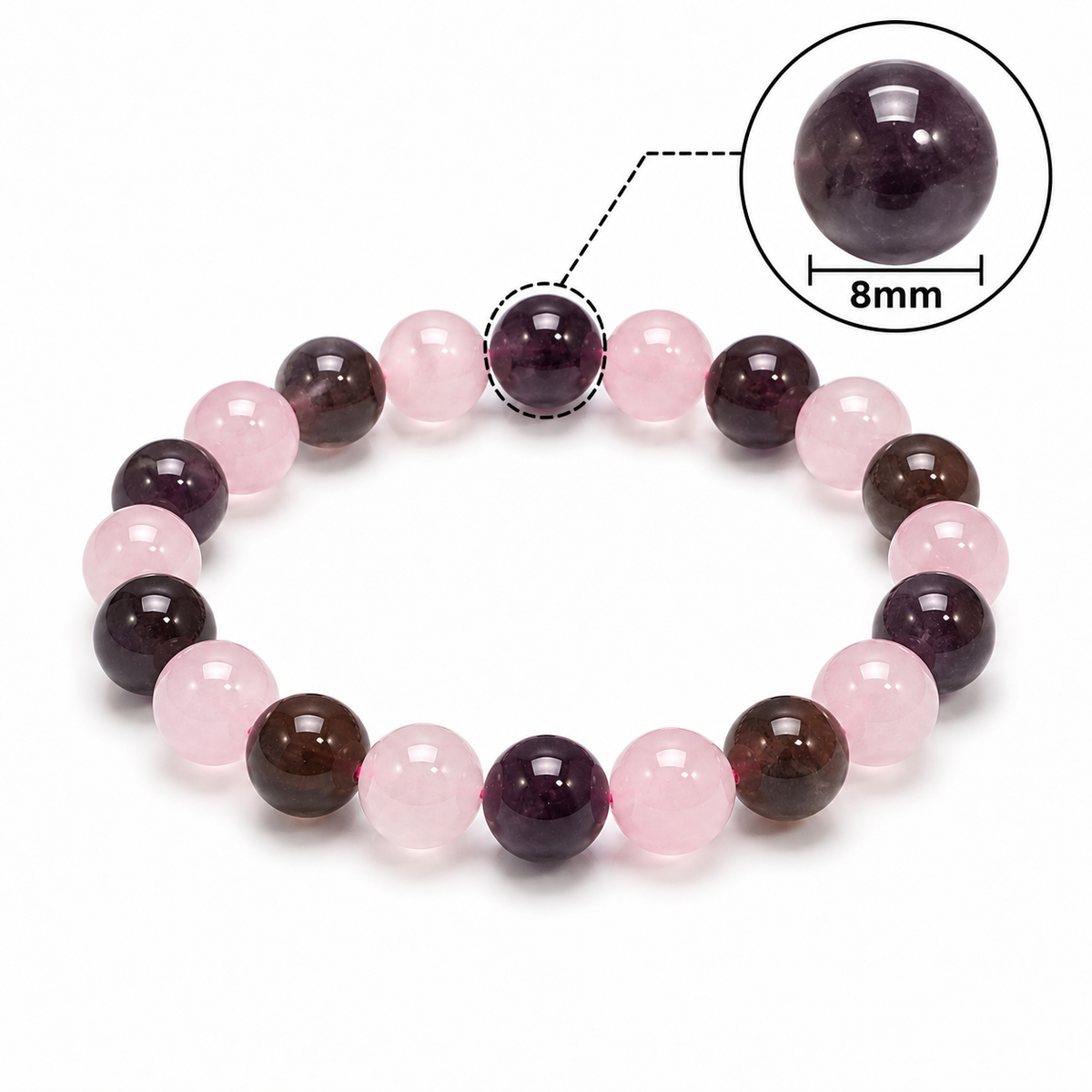 Rose Quartz & Amethyst Combination Bracelet – 8 MM