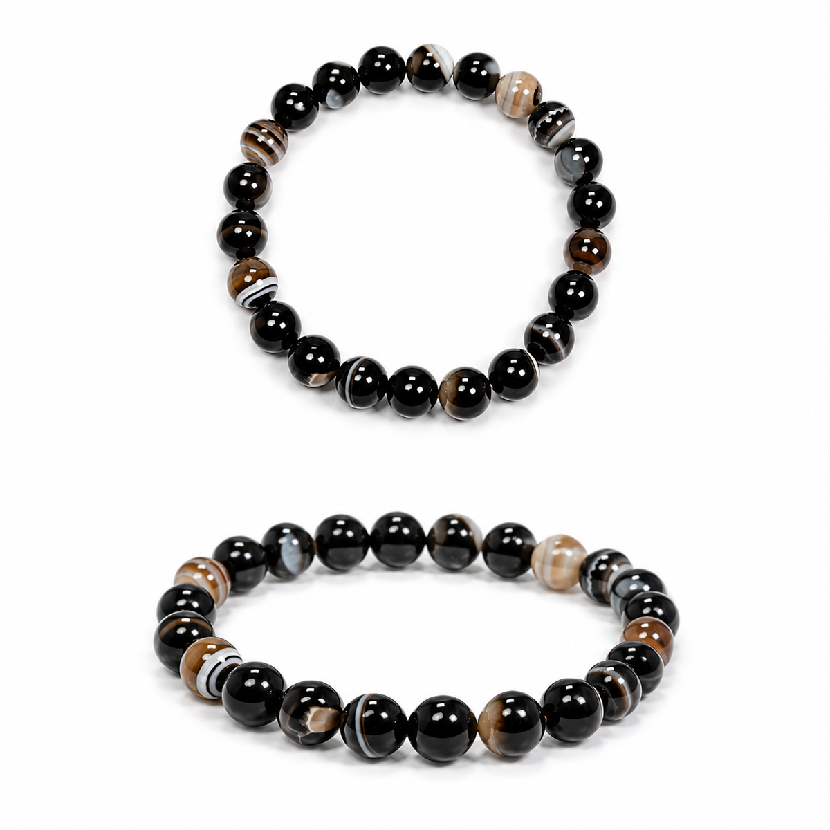 Natural Black Sardonyx Agate Bracelet – Sulemani Hakik – 8 MM