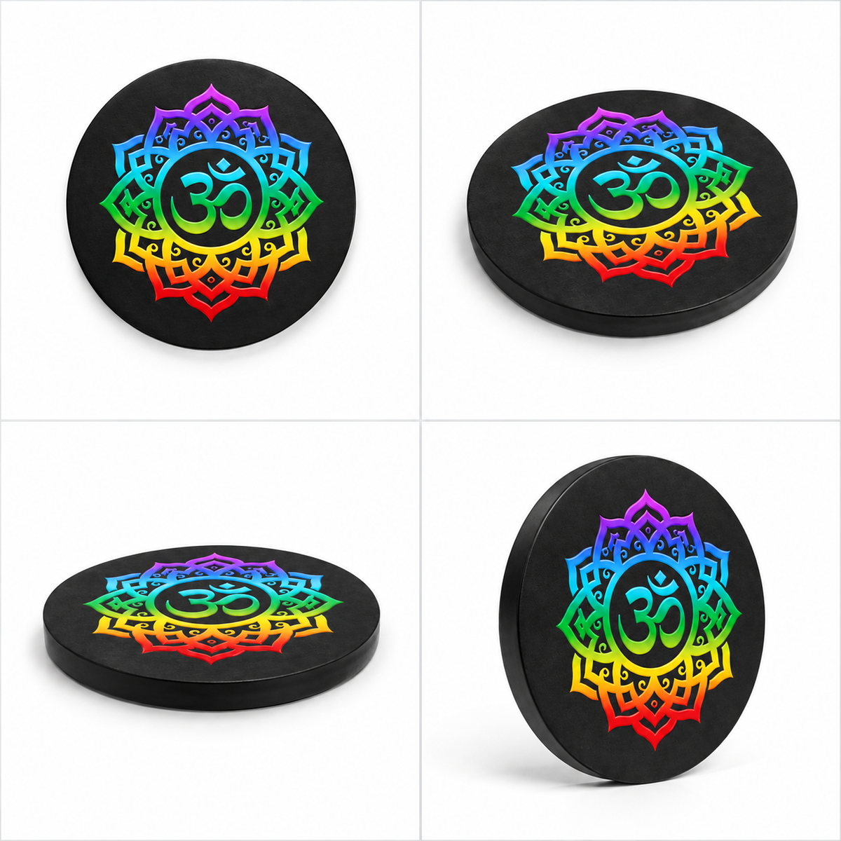 Black Tourmaline Chakra Plate – Om Mandala