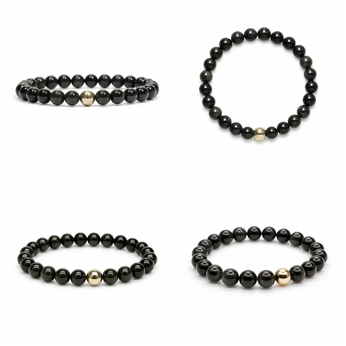 Black Obsidian Bracelet with Golden Hematite Accent – 8 MM