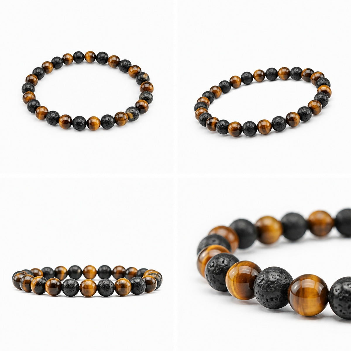 Tiger Eye & Lava Stone Combination Bracelet – 8 MM