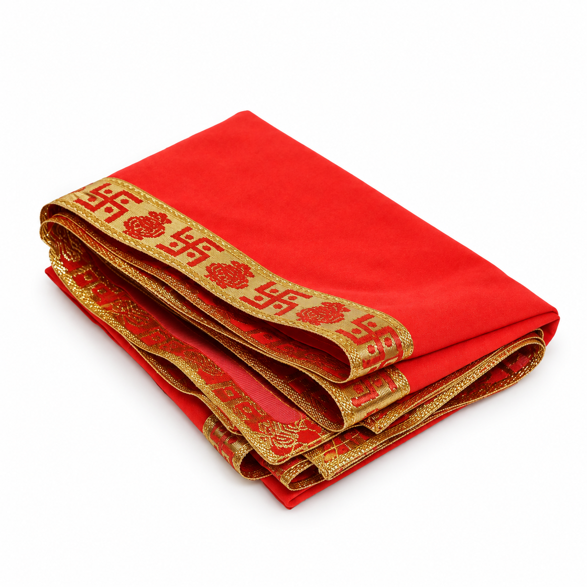 Red Velvet Puja Aasan with Golden Border – 20x30 Inch