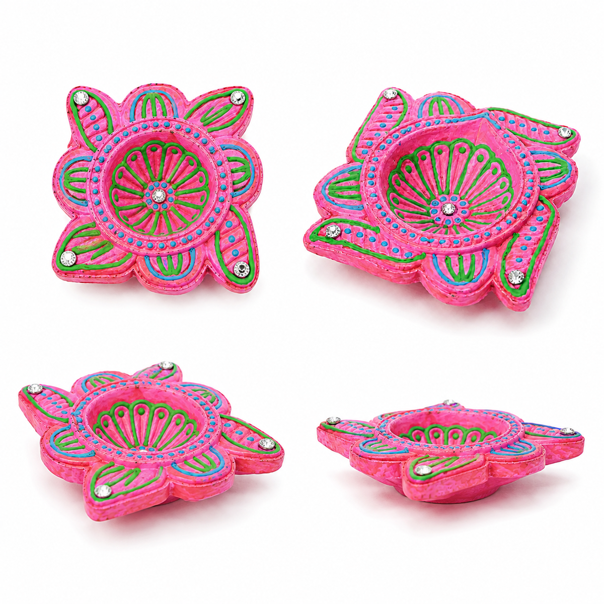Handpainted Lotus Terracotta Diya – Floral