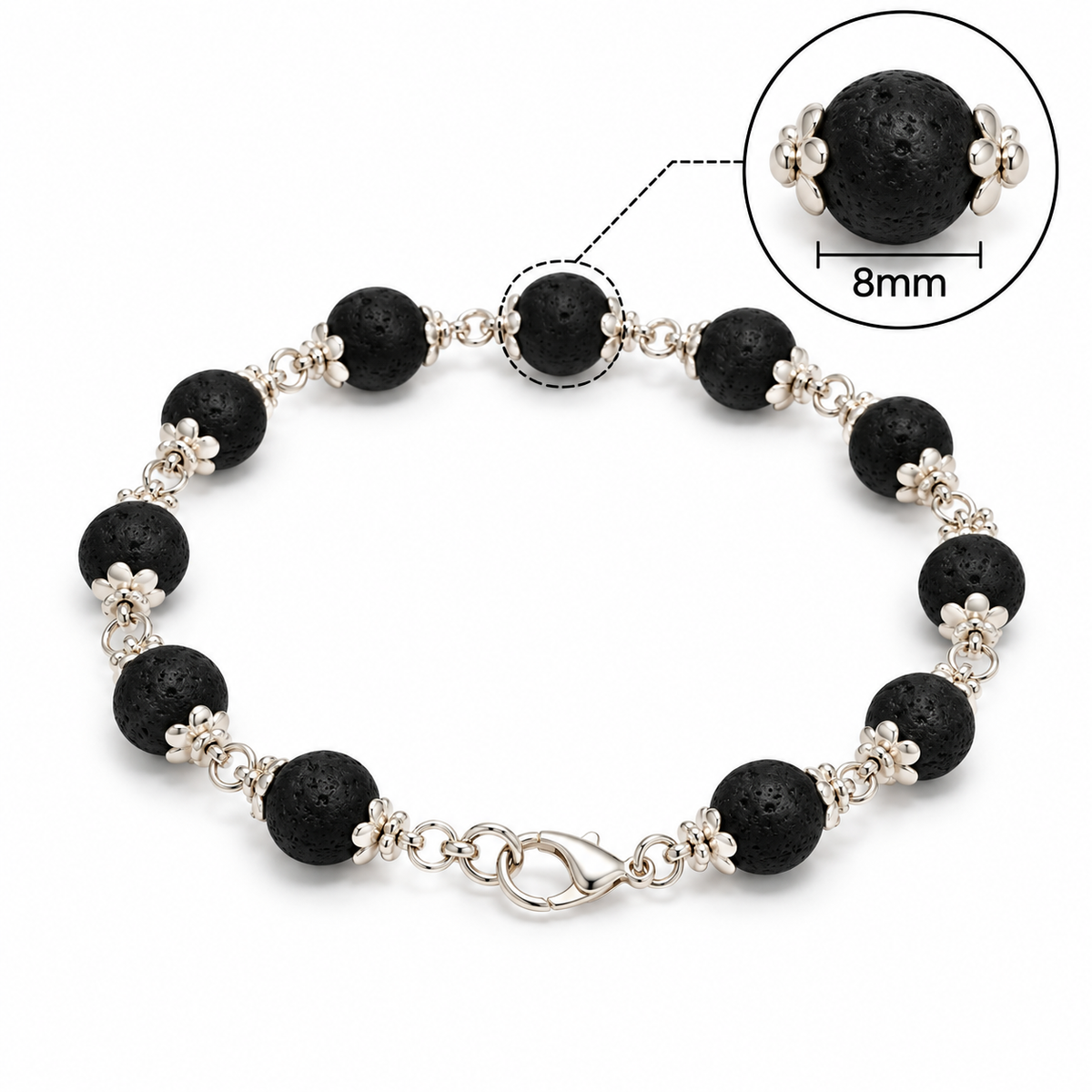 Natural Karungali Silver Plated Bracelet – 8 MM