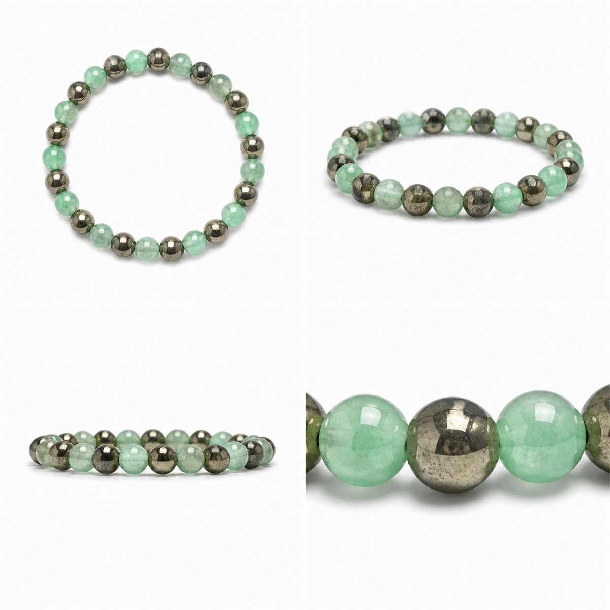 Green Aventurine & Pyrite Combination Bracelet – 8 MM