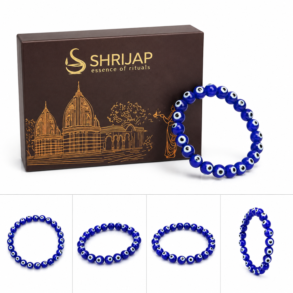 Natural Blue Evil Eye Bracelet 8 MM