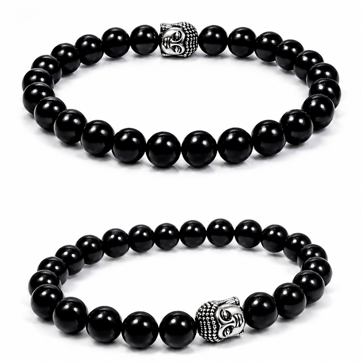 Natural Black Tourmaline Buddha Bracelet – 8 MM