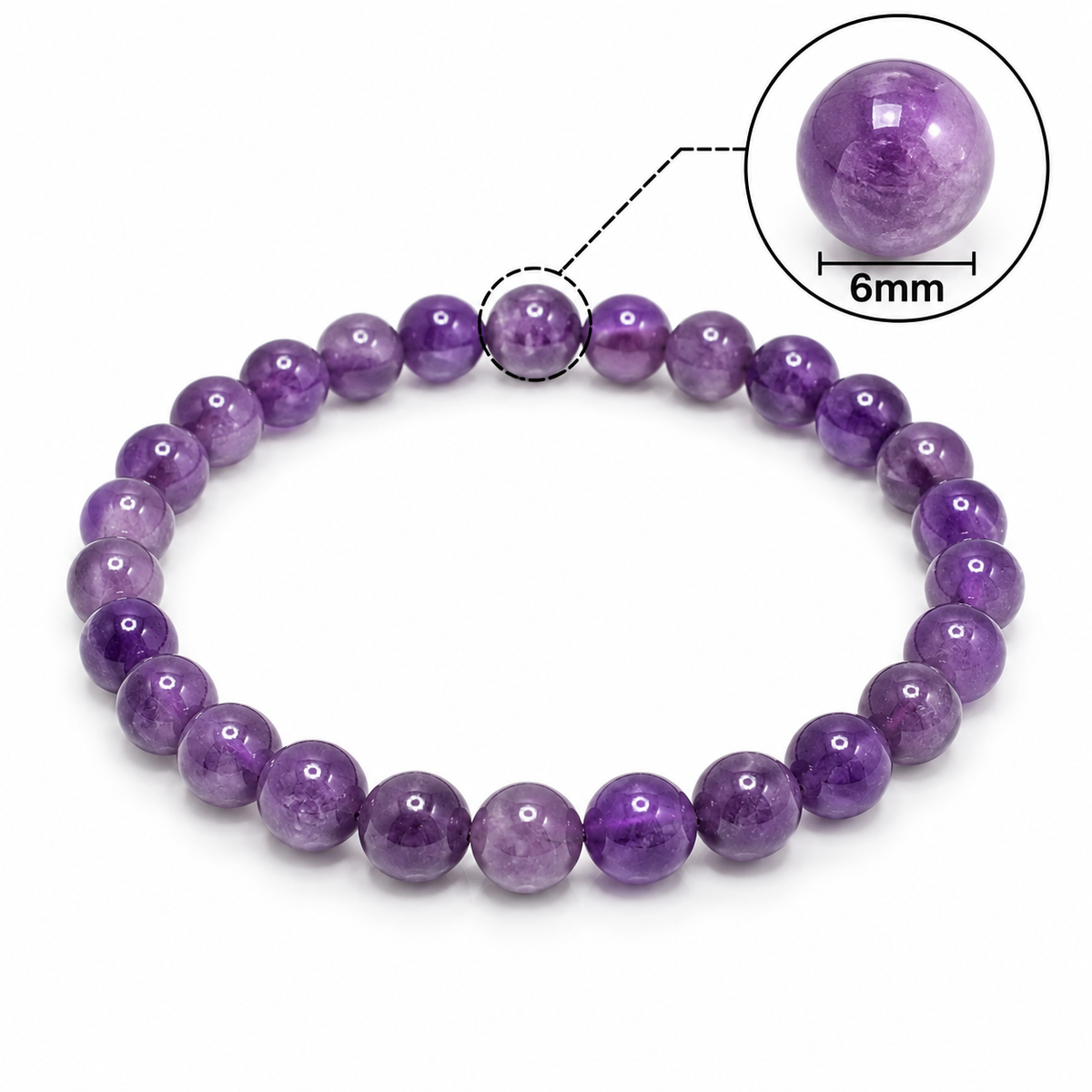 Natural Amethyst Bracelet – 6 MM