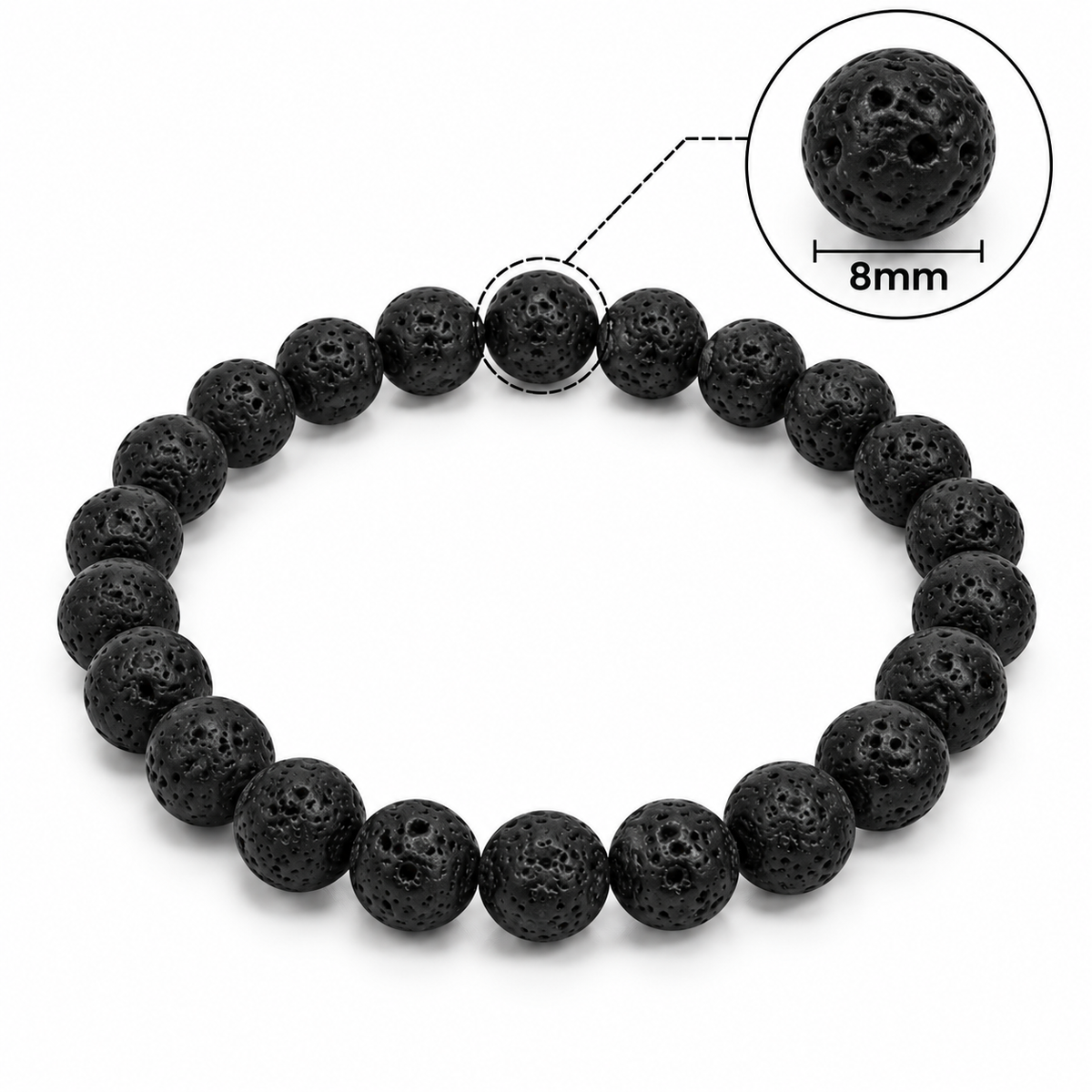 Natural Black Lava Stone Bracelet – 8 MM