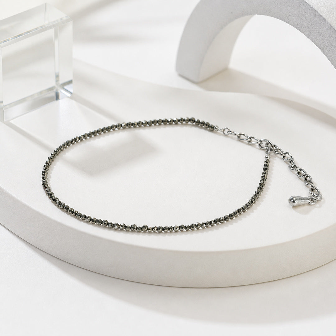 Natural Pyrite Beaded Anklet