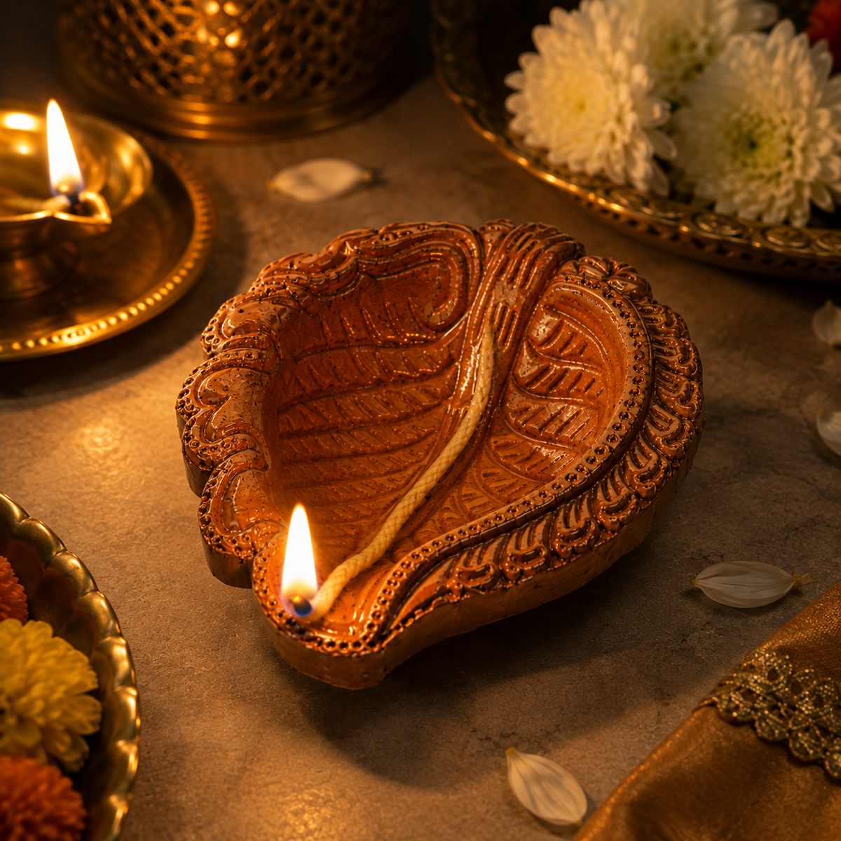 Pan Leaf Terracotta Diya – Classic