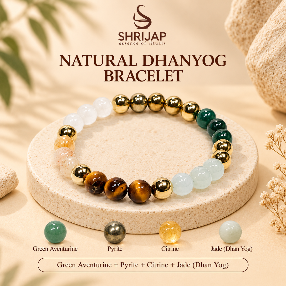 Natural Dhanyog Bracelet 8 MM