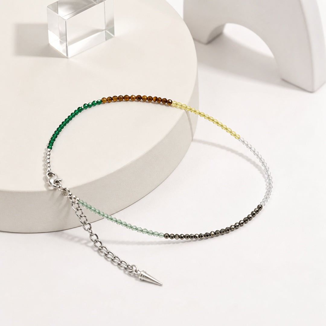7 Chakra Crystal Anklet with Spike Charm – Colourful Beaded