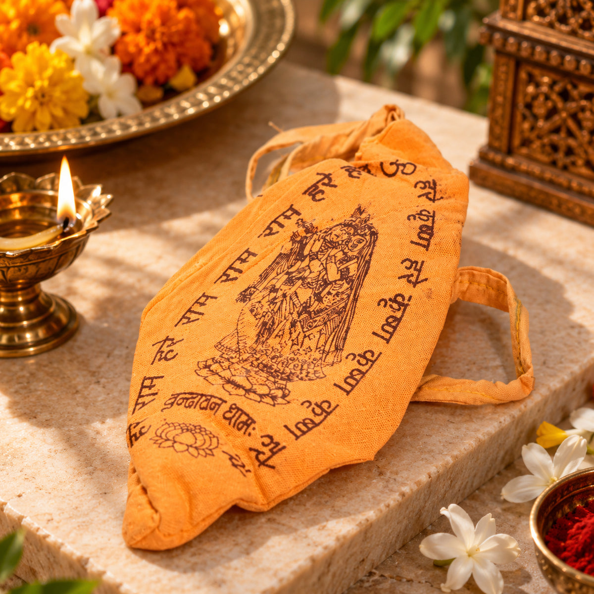 100% Cotton Hare Ram Hare Krishna Printed Jap Mala Jholi Bag