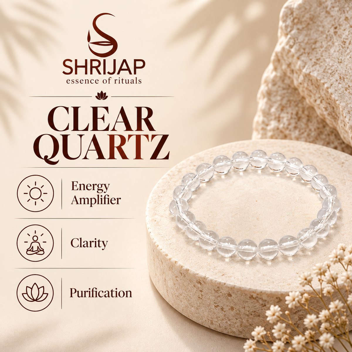 Natural Clear Quartz Bracelet – 8 MM