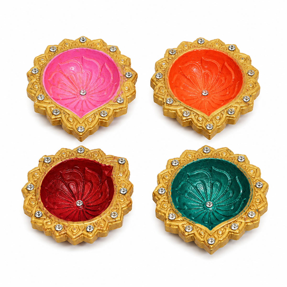 Handpainted Rangoli Carved Terracotta Diya – Royal
