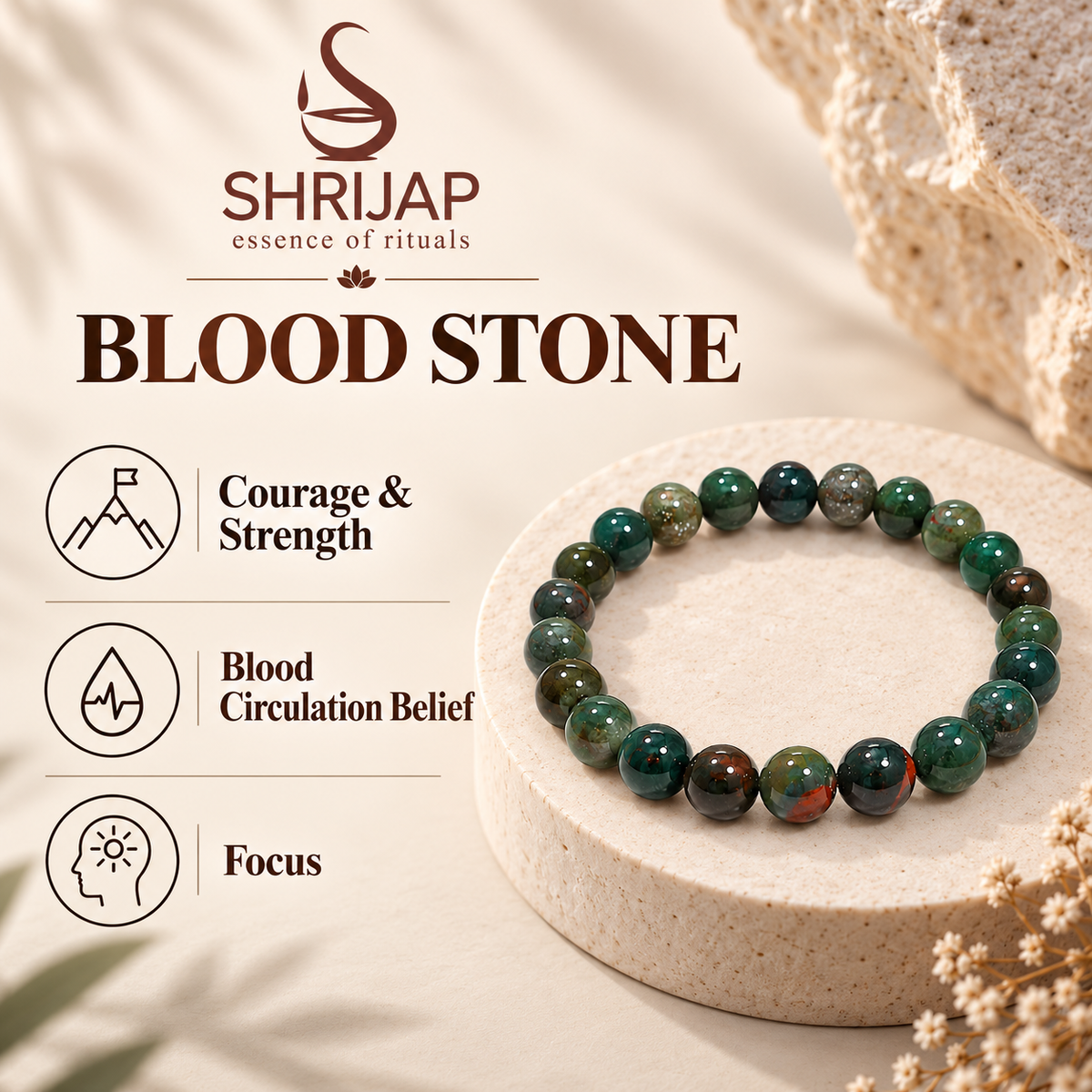 Natural Blood Stone Bracelet – 8 MM