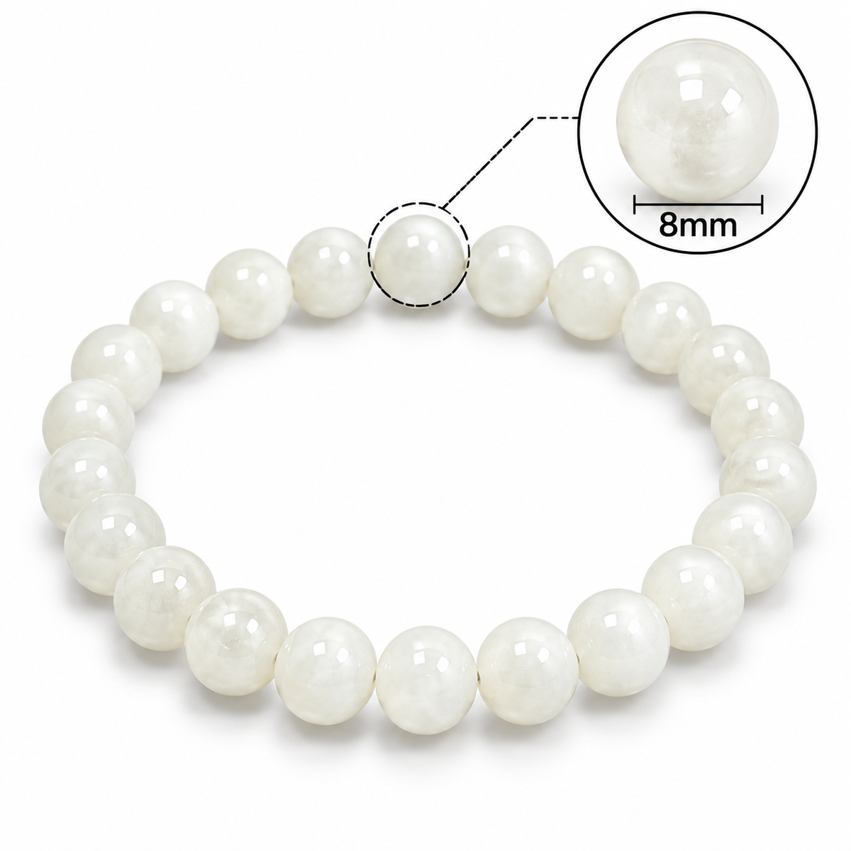 Natural White Moonstone Bracelet – 8 MM