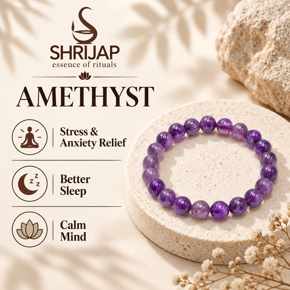 Natural Amethyst Bracelet – 6 MM
