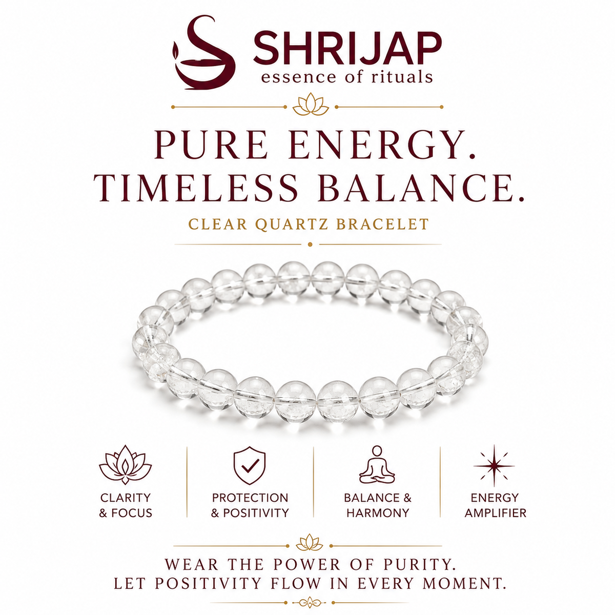 Natural Clear Quartz Bracelet – 6 MM