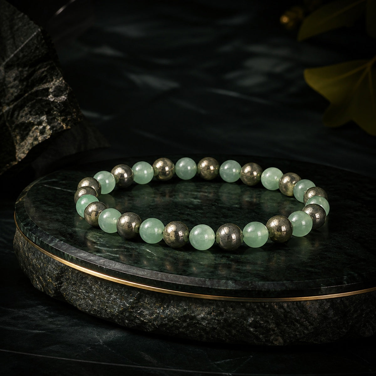 Green Aventurine & Pyrite Combination Bracelet – 8 MM
