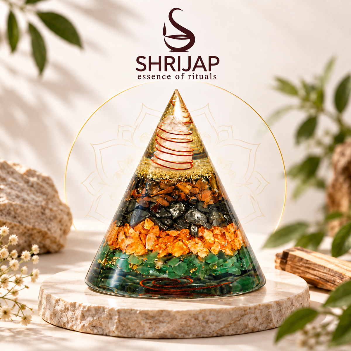 Dhanyog Gold Pyramid Cone with Copper Coil
