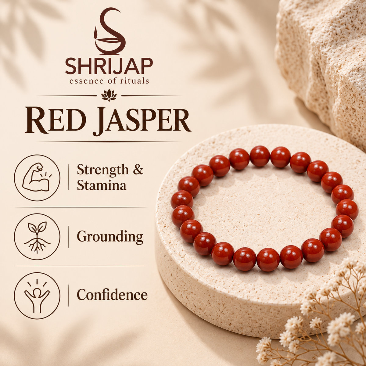 Natural Red Jasper Bracelet 8 MM