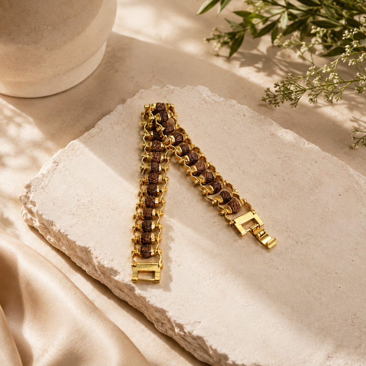 Gold Plated Rudraksha Bracelet