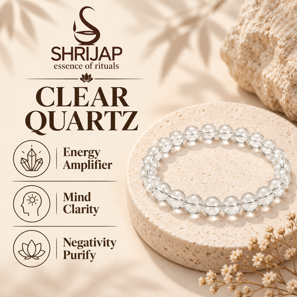Natural Clear Quartz Bracelet – 6 MM
