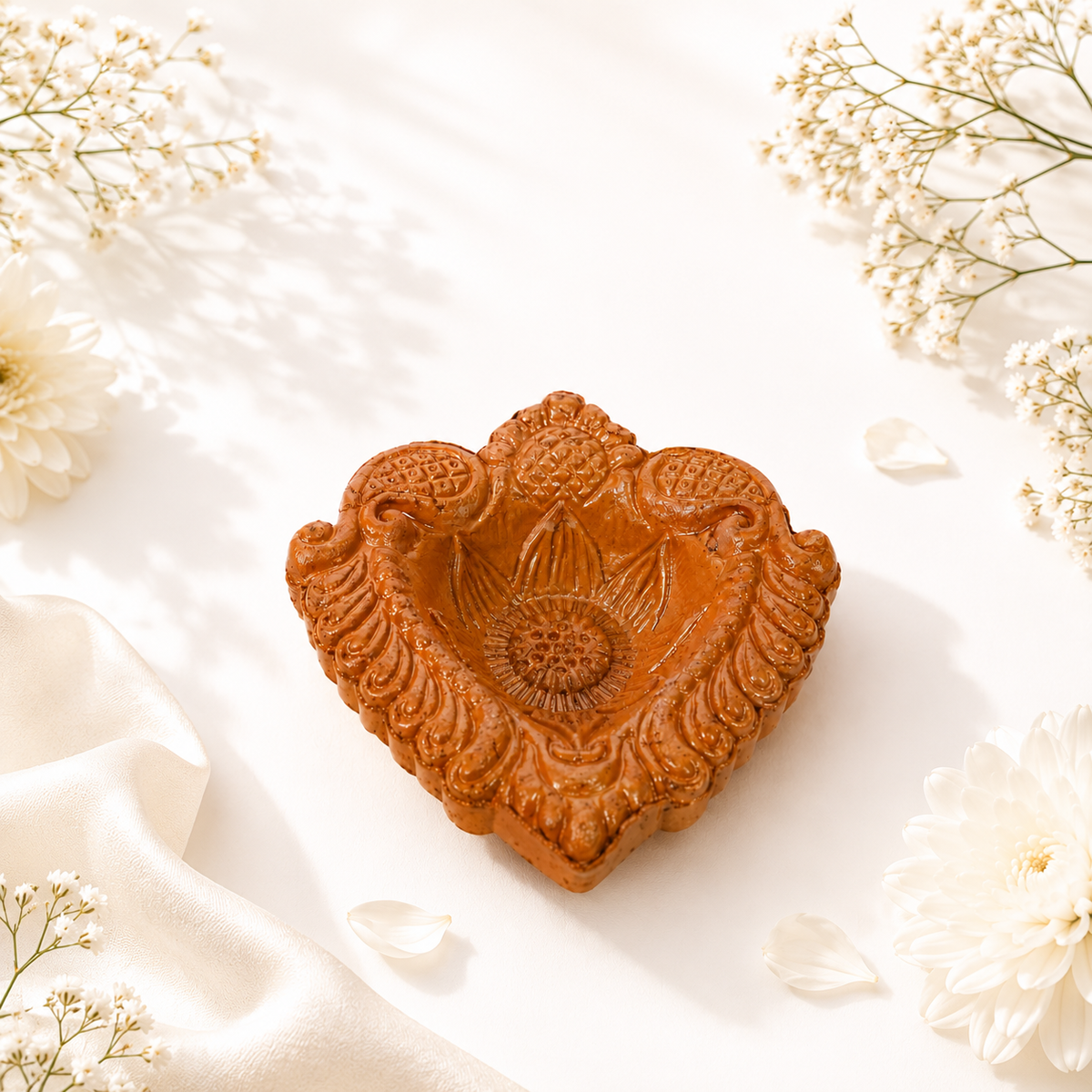 Heart Shape Terracotta Diya – Classic