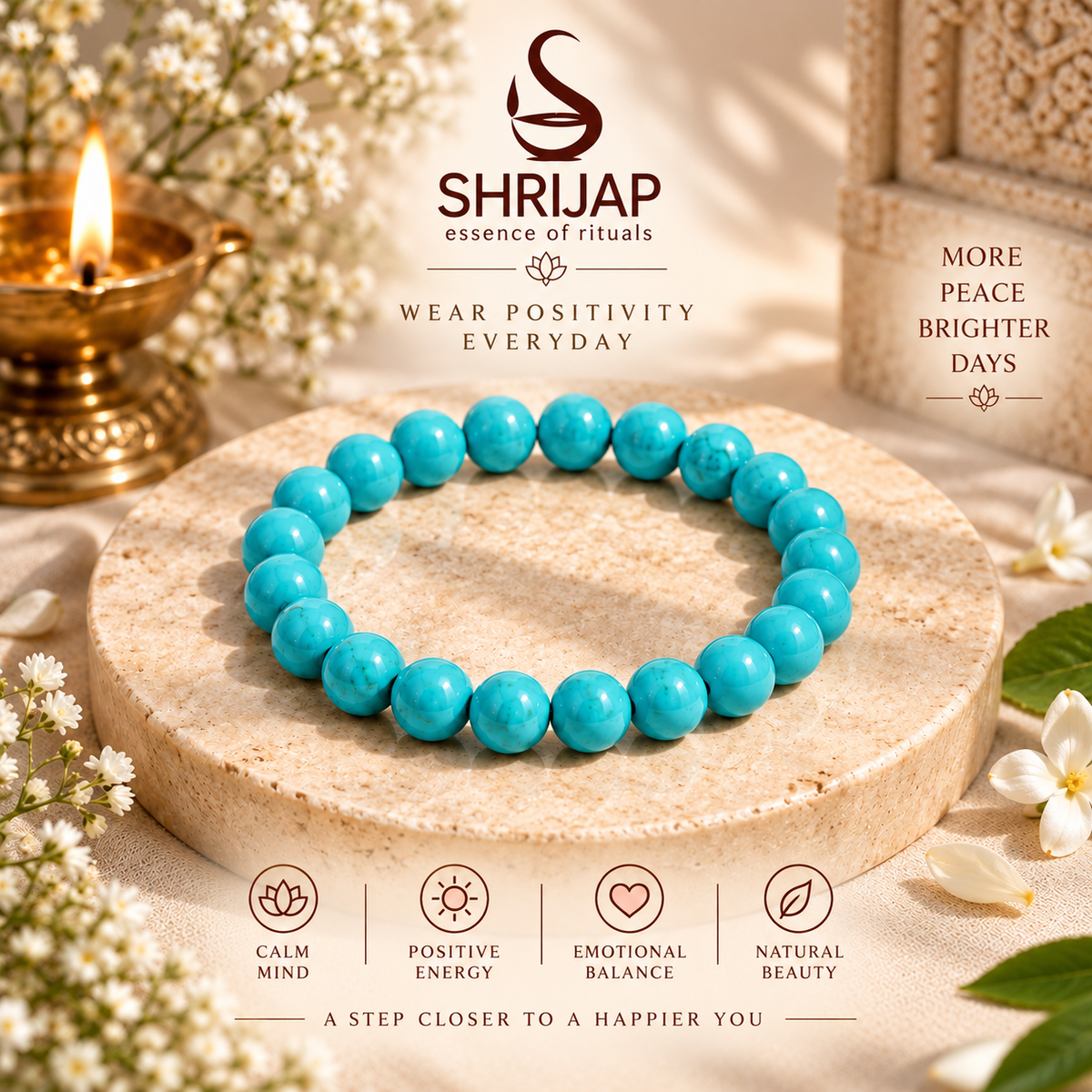 Natural Turquoise Firoza Bracelet – 8 MM