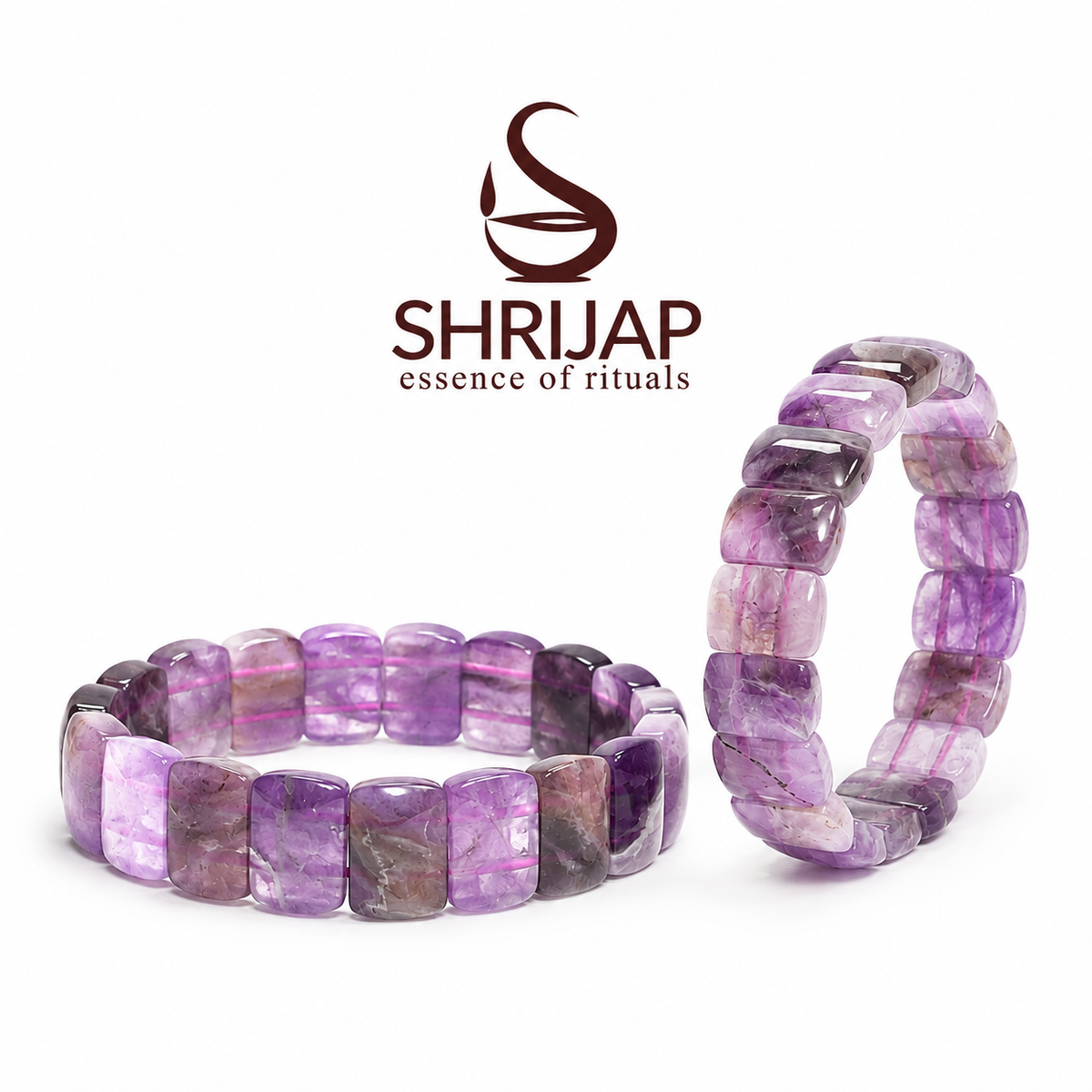 Amethyst Square Pyramid Bead Bracelet