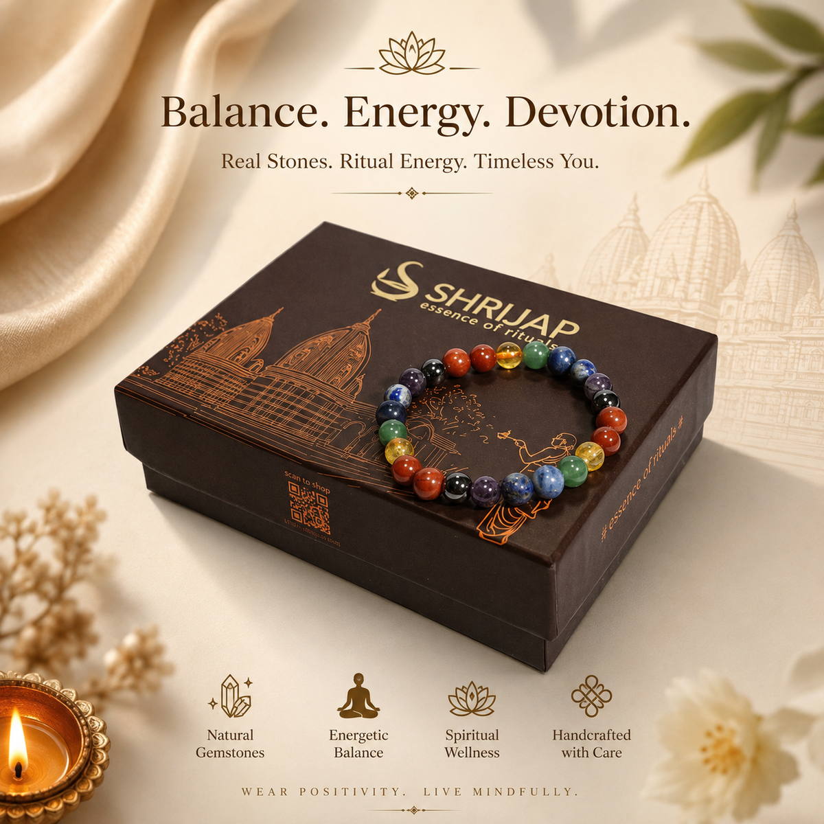 Natural 7 Chakra Healing Bracelet – 8 MM