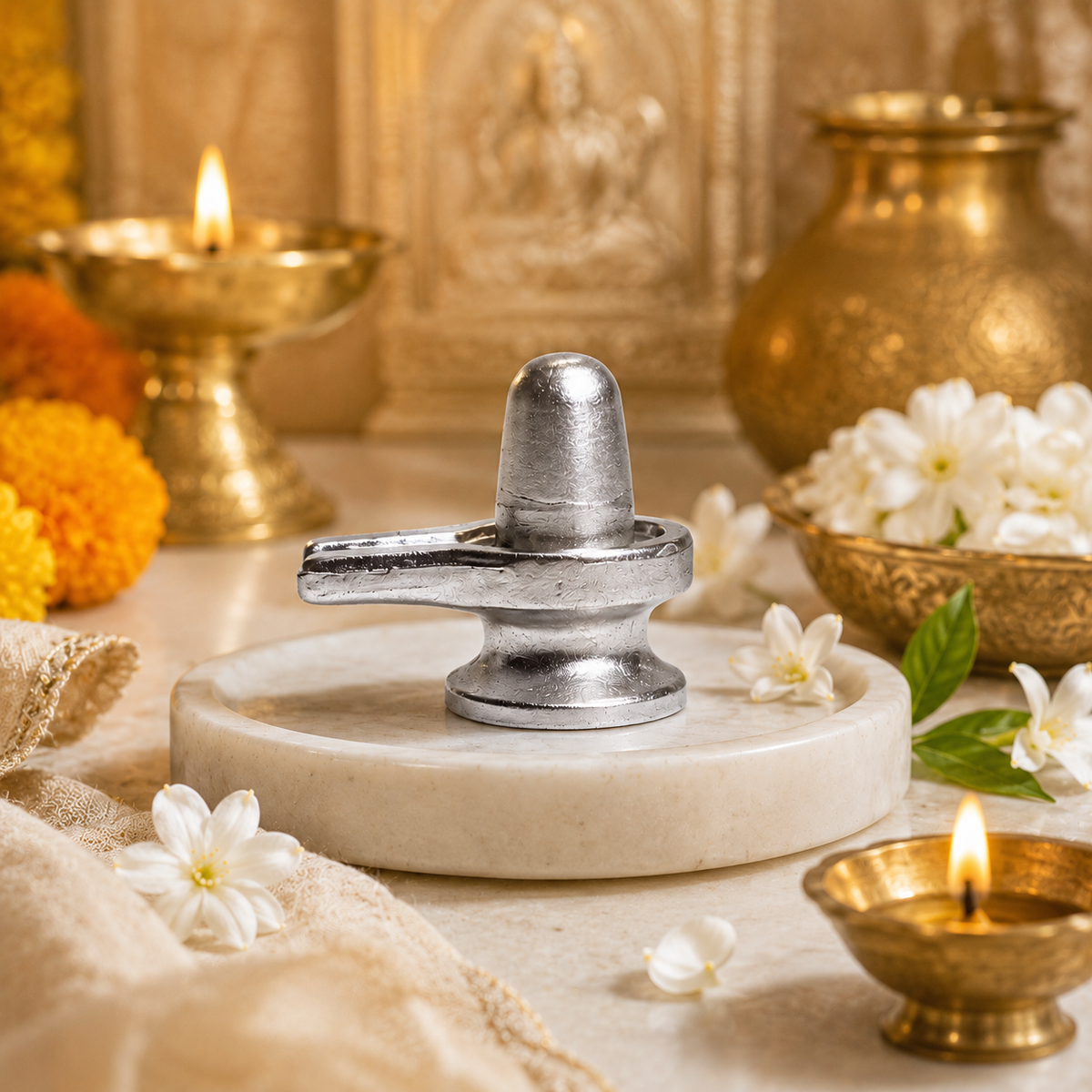 PARAD SHIVLING WITH YONI BASE - SMALL