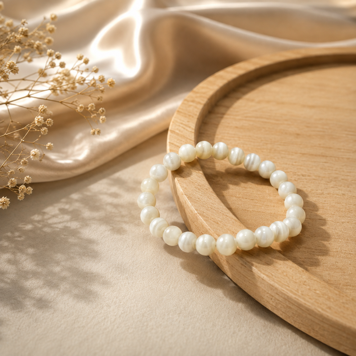 Natural Mother of Pearl Bracelet 8 MM